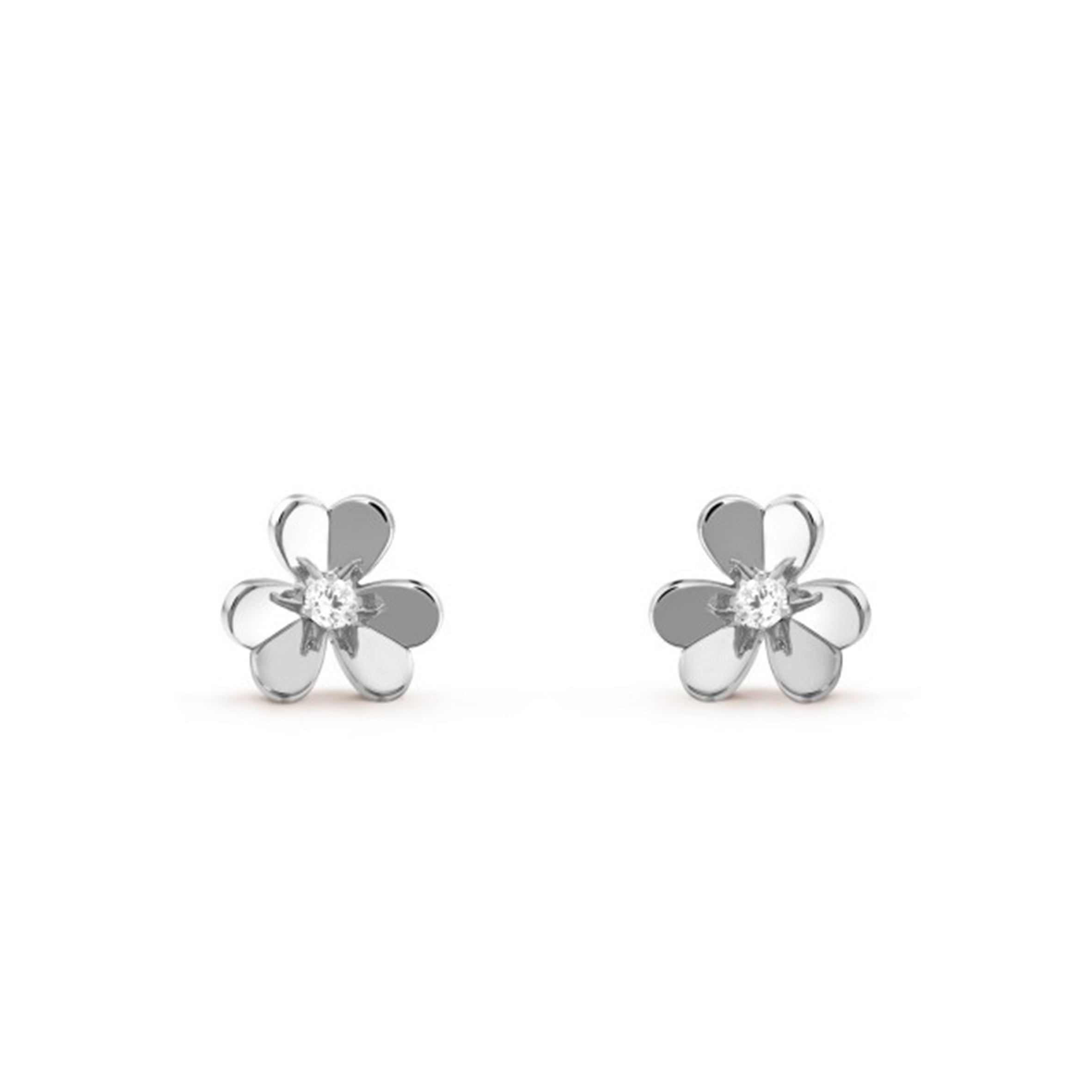 VAN CLEEF ARPELS FRIVOLE EARRINGS, MINI MODEL - WHITE GOLD, DIAMOND  VCARP0J600